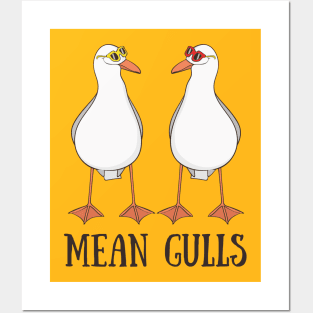 Mean Gulls, Funny Cute Seagull Joke Posters and Art